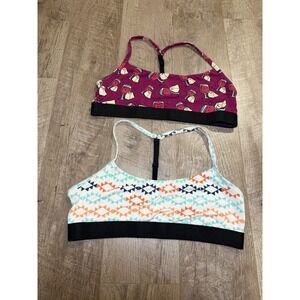 MeUndies Bralette Set XL Wine Cheese & Southwestern Geometric Racerback 2 Pack